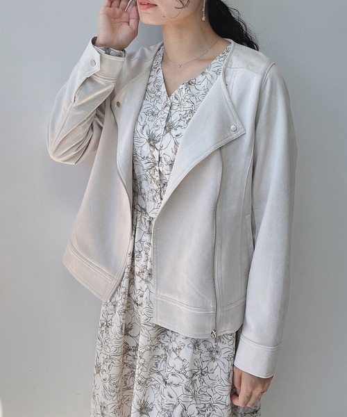 AS KNOW AS plus（アズノゥアズプラス）の「☆ポンチなライダースジャケット（ライダースジャケット・レディース・ピンク/モカ/アイボリー/スミクロ/グレイッシュベージュ・FREE）」の16枚目の写真