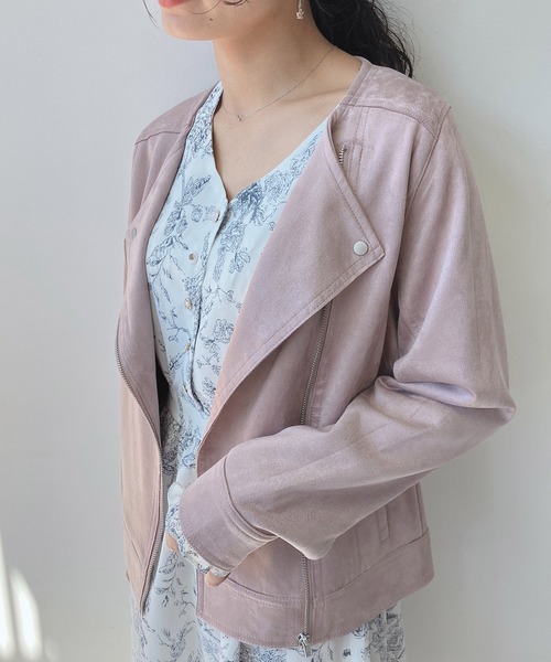 AS KNOW AS plus（アズノゥアズプラス）の「☆ポンチなライダースジャケット（ライダースジャケット・レディース・ピンク/モカ/アイボリー/スミクロ/グレイッシュベージュ・FREE）」の19枚目の写真