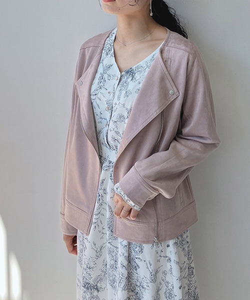 AS KNOW AS plus（アズノゥアズプラス）の「☆ポンチなライダースジャケット（ライダースジャケット・レディース・ピンク/モカ/アイボリー/スミクロ/グレイッシュベージュ・FREE）」の20枚目の写真