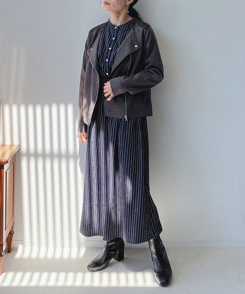 AS KNOW AS plus（アズノゥアズプラス）の「☆ポンチなライダースジャケット（ライダースジャケット・レディース・ピンク/モカ/アイボリー/スミクロ/グレイッシュベージュ・FREE）」の21枚目の写真