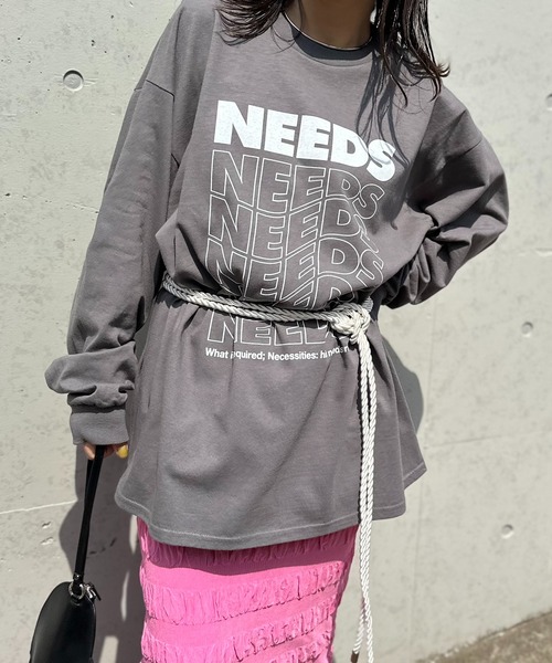 mi via loca(ミヴィアロカ)の「GILDAN NEEDS ロゴロンTシャツ 【MVL009】(Tシャツ/カットソー・レディース・オートミール/オフホワイト/スミクロ/ホワイト×ブラック・MEDIUM/X-LARGE)」の4枚目の写真