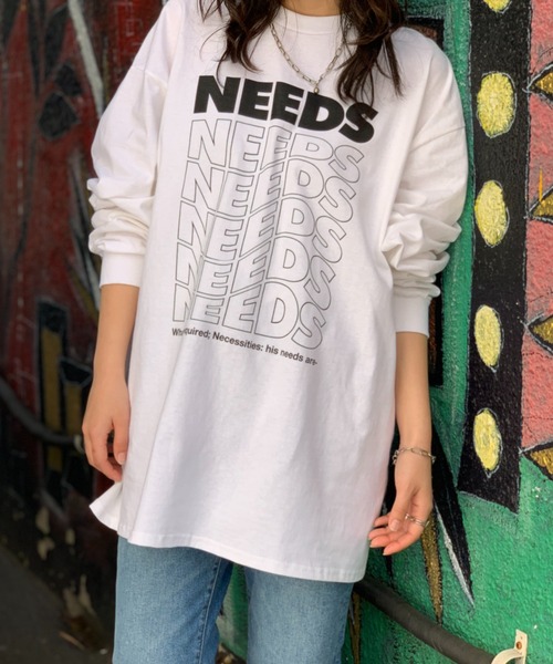 mi via loca(ミヴィアロカ)の「GILDAN NEEDS ロゴロンTシャツ 【MVL009】(Tシャツ/カットソー・レディース・オートミール/オフホワイト/スミクロ/ホワイト×ブラック・MEDIUM/X-LARGE)」の8枚目の写真