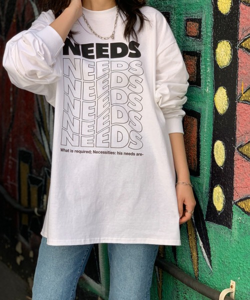 mi via loca(ミヴィアロカ)の「GILDAN NEEDS ロゴロンTシャツ 【MVL009】(Tシャツ/カットソー・レディース・オートミール/オフホワイト/スミクロ/ホワイト×ブラック・MEDIUM/X-LARGE)」の7枚目の写真