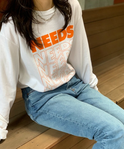 mi via loca(ミヴィアロカ)の「GILDAN NEEDS ロゴロンTシャツ 【MVL009】(Tシャツ/カットソー・レディース・オートミール/オフホワイト/スミクロ/ホワイト×ブラック・MEDIUM/X-LARGE)」の19枚目の写真