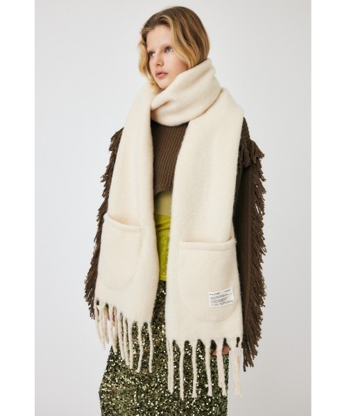 MOUSSY（マウジー）の「PATCH POCKET ストール（マフラー・レディース・ダークブラウン/アイボリー/ブルー・FREE）」の14枚目の写真