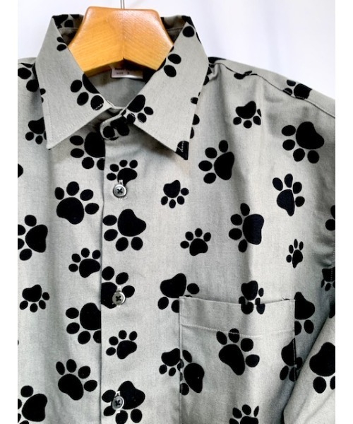 セール】ネコ柄 フレンチブル柄 アニマル総柄シャツ 日本製（シャツ
