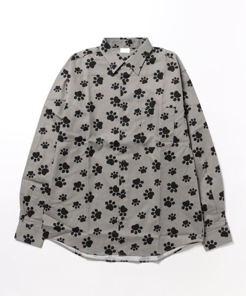 セール】ネコ柄 フレンチブル柄 アニマル総柄シャツ 日本製（シャツ