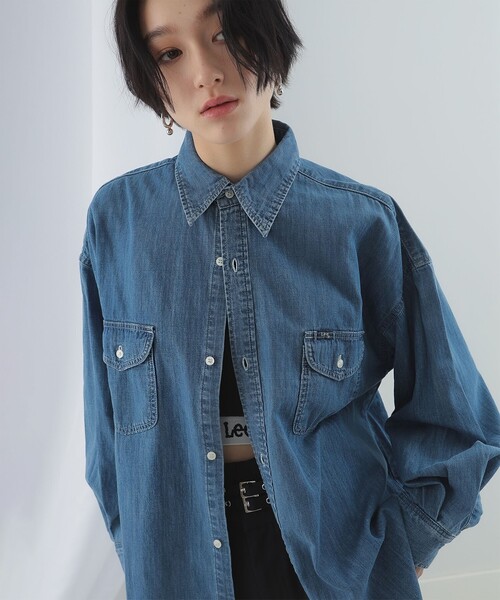 Ray BEAMS（レイビームス）の「Lee / WORK SHIRTS（シャツ/ブラウス・レディース・ベージュ/ブルー・ONE SIZE）」の14枚目の写真