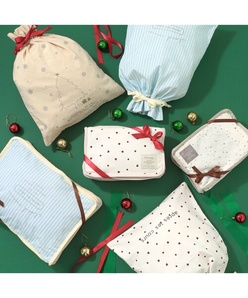 星・ストライプ・ハート柄巾着（中）（ラッピングキット）｜apres les