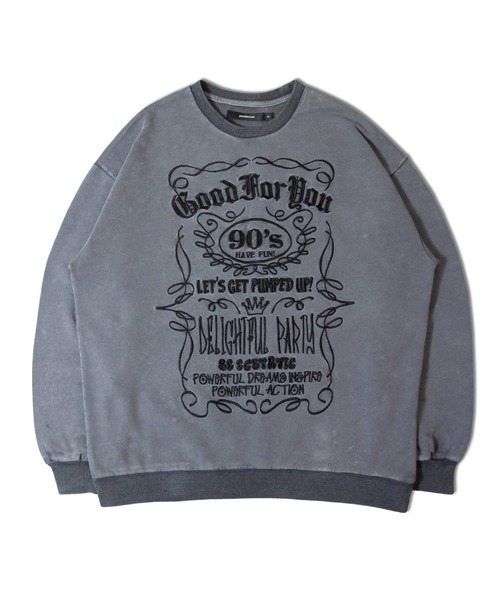 JACKROSE(ジャックローズ)の「JE-ジャックダニエル風ケミカルクルー(スウェット・メンズ・ブラック/グレー・M/L)」の2枚目の写真