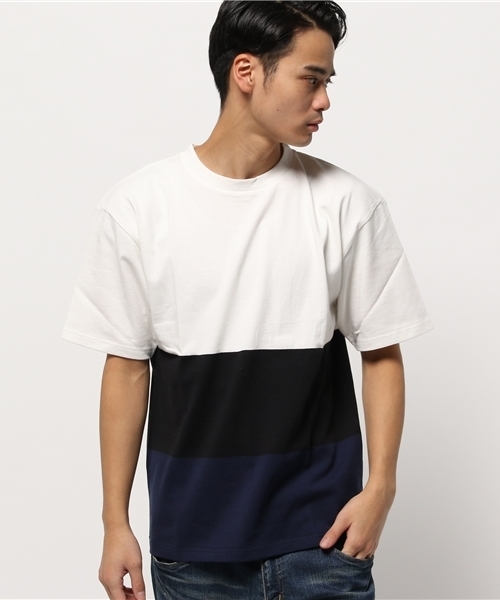 WHO'S WHO gallery（フーズフーギャラリー）の「【BOYMAN】パネルボーダークルー（Tシャツ/カットソー・メンズ・レッド/ネイビー/ホワイト・MEDIUM/LARGE）」の2枚目の写真