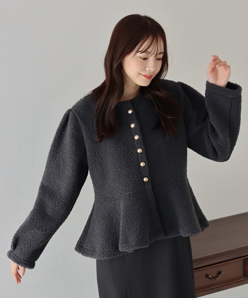 BLUEEAST（ブルーイースト）の「ボアペプラムジャケット（ノーカラー