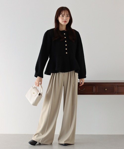 BLUEEAST（ブルーイースト）の「ボアペプラムジャケット（ノーカラー