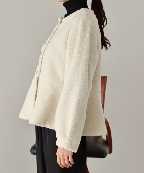 セール】ボアペプラムジャケット（ノーカラージャケット）｜BLUEEAST