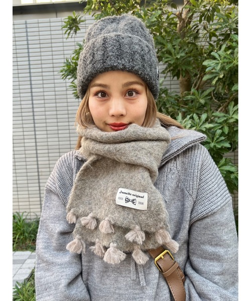 JUMELLE（ジュメロ）の「mix knit cap（ニットキャップ/ビーニー・レディース・チャコールグレー/アイボリー・FREE）」の20枚目の写真