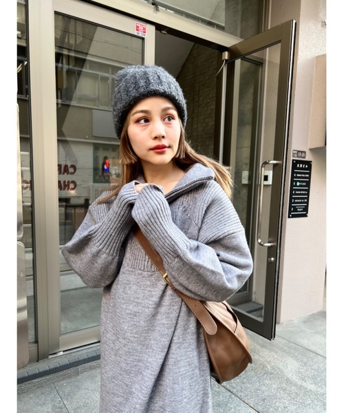 JUMELLE（ジュメロ）の「mix knit cap（ニットキャップ/ビーニー・レディース・チャコールグレー/アイボリー・FREE）」の21枚目の写真