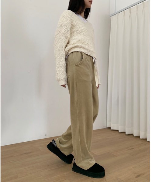 Didot.showroom（ディドット ショールーム）の「【DIDOT.】ベロアスウェットパンツ（スウェットパンツ・レディース・ブラック/ベージュ/ブラウン/ヘザーグレー・FREE）」の12枚目の写真