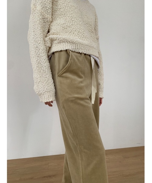 Didot.showroom（ディドット ショールーム）の「【DIDOT.】ベロアスウェットパンツ（スウェットパンツ・レディース・ブラック/ベージュ/ブラウン/ヘザーグレー・FREE）」の13枚目の写真