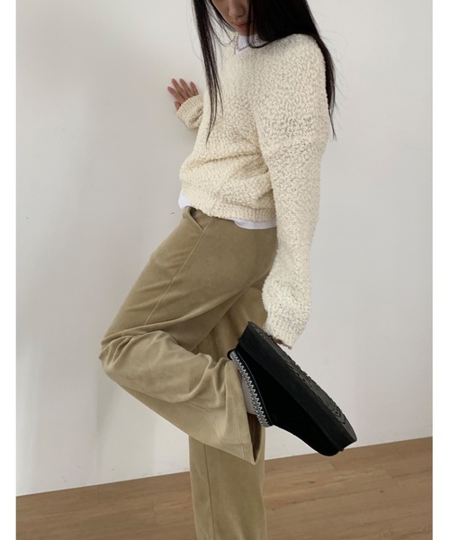 Didot.showroom（ディドット ショールーム）の「【DIDOT.】ベロアスウェットパンツ（スウェットパンツ・レディース・ブラック/ベージュ/ブラウン/ヘザーグレー・FREE）」の17枚目の写真