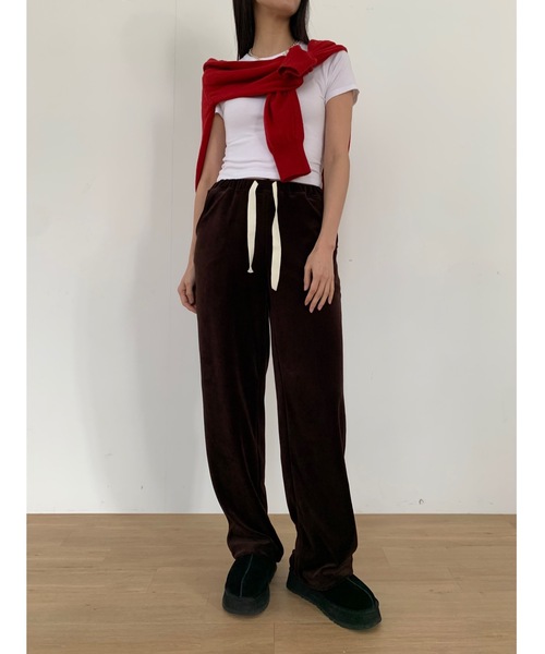 Didot.showroom（ディドット ショールーム）の「【DIDOT.】ベロアスウェットパンツ（スウェットパンツ・レディース・ブラック/ベージュ/ブラウン/ヘザーグレー・FREE）」の21枚目の写真