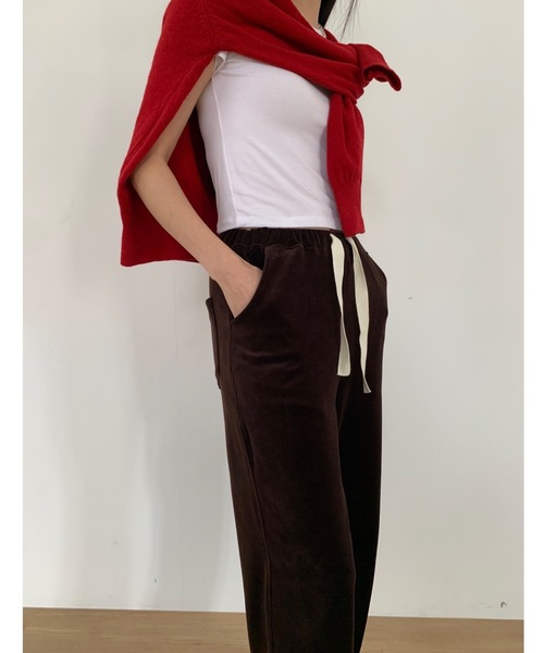 Didot.showroom（ディドット ショールーム）の「【DIDOT.】ベロアスウェットパンツ（スウェットパンツ・レディース・ブラック/ベージュ/ブラウン/ヘザーグレー・FREE）」の22枚目の写真