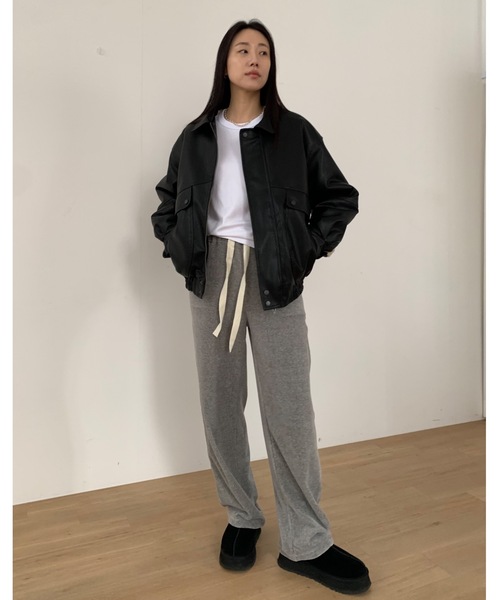 Didot.showroom（ディドット ショールーム）の「【DIDOT.】ベロアスウェットパンツ（スウェットパンツ・レディース・ブラック/ベージュ/ブラウン/ヘザーグレー・FREE）」の20枚目の写真