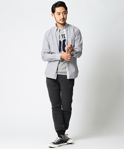 BEAMS（ビームス）の「BEAMS / ギンガムチェック 前立キリカエ ミニ襟 ボタンダウン シャツ（シャツ/ブラウス・メンズ・ブラック/ブルー/グレー・LARGE/SMALL/MEDIUM/X-LARGE）」の5枚目の写真