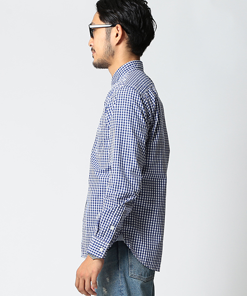 BEAMS（ビームス）の「BEAMS / ギンガムチェック 前立キリカエ ミニ襟 ボタンダウン シャツ（シャツ/ブラウス・メンズ・ブラック/ブルー/グレー・LARGE/SMALL/MEDIUM/X-LARGE）」の8枚目の写真