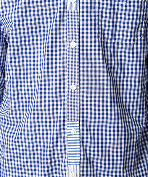 BEAMS（ビームス）の「BEAMS / ギンガムチェック 前立キリカエ ミニ襟 ボタンダウン シャツ（シャツ/ブラウス・メンズ・ブラック/ブルー/グレー・LARGE/SMALL/MEDIUM/X-LARGE）」の14枚目の写真