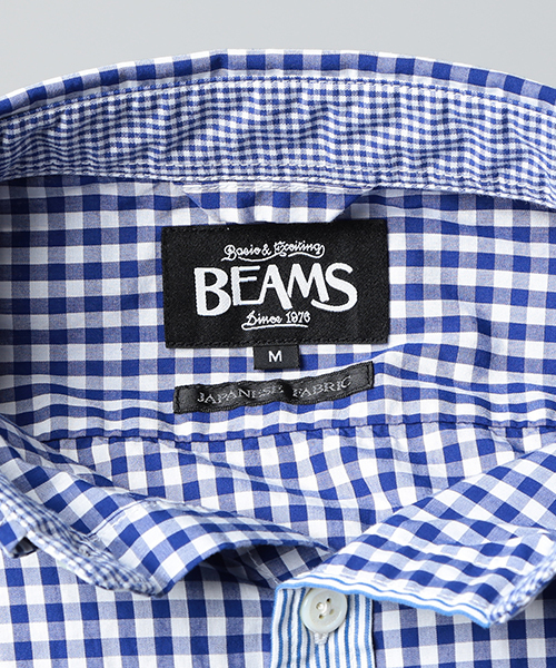 BEAMS（ビームス）の「BEAMS / ギンガムチェック 前立キリカエ ミニ襟 ボタンダウン シャツ（シャツ/ブラウス・メンズ・ブラック/ブルー/グレー・LARGE/SMALL/MEDIUM/X-LARGE）」の9枚目の写真
