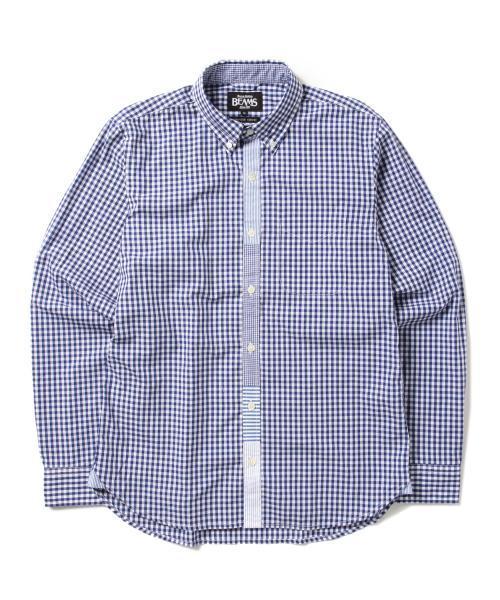 BEAMS（ビームス）の「BEAMS / ギンガムチェック 前立キリカエ ミニ襟 ボタンダウン シャツ（シャツ/ブラウス・メンズ・ブラック/ブルー/グレー・LARGE/SMALL/MEDIUM/X-LARGE）」の22枚目の写真