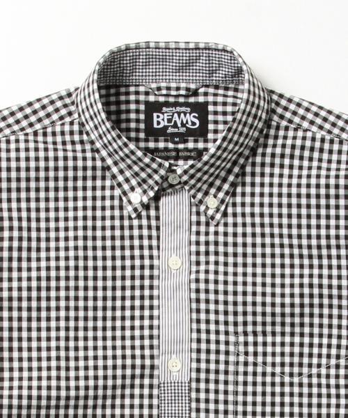 BEAMS（ビームス）の「BEAMS / ギンガムチェック 前立キリカエ ミニ襟 ボタンダウン シャツ（シャツ/ブラウス・メンズ・ブラック/ブルー/グレー・LARGE/SMALL/MEDIUM/X-LARGE）」の18枚目の写真