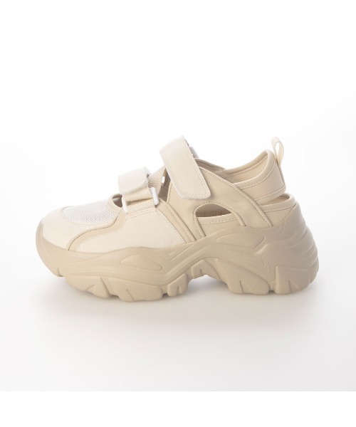 EVOL（イーボル）の「一部WEB限定カラー【EVOL】軽量厚底ベルトスニーカー IW5372（スニーカー・レディース・ベージュ/ブラック/ライトグレー・S/L/M）」の5枚目の写真