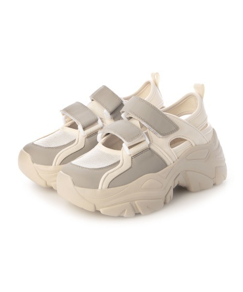 EVOL（イーボル）の「一部WEB限定カラー【EVOL】軽量厚底ベルトスニーカー IW5372（スニーカー・レディース・ベージュ/ブラック/ライトグレー・S/L/M）」の22枚目の写真