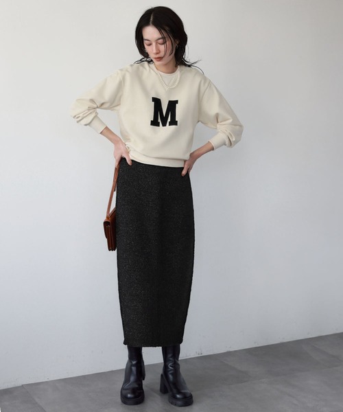 ELFRANK(エルフランク)の「ロゴプリント裏毛プルオーバー(Tシャツ/カットソー・レディース・モカ/アイボリー/チャコールグレー・FREE)」の8枚目の写真