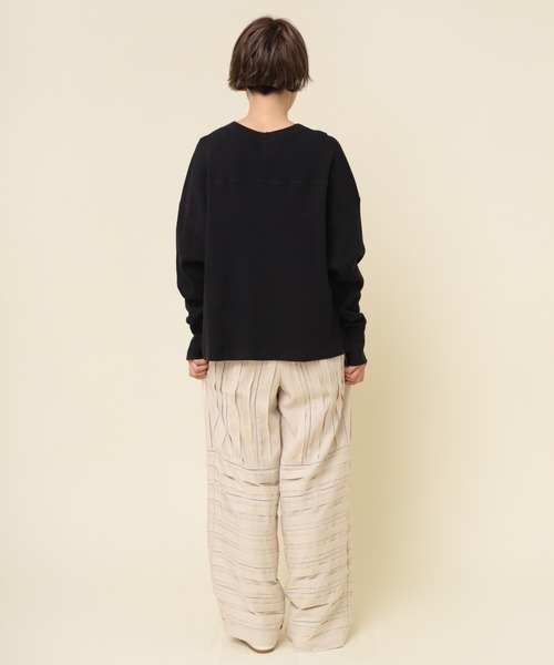 RNA-N(アールエヌエーエヌ)の「M2196 16/-ワッフルオーバーサイズプルオーバー(Tシャツ/カットソー・レディース・ミント/グレイッシュブルー/ブラック・MEDIUM)」の6枚目の写真