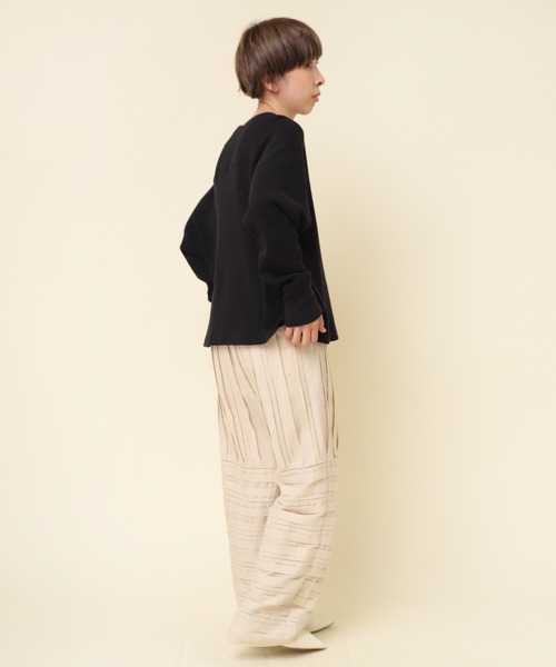 RNA-N(アールエヌエーエヌ)の「M2196 16/-ワッフルオーバーサイズプルオーバー(Tシャツ/カットソー・レディース・ミント/グレイッシュブルー/ブラック・MEDIUM)」の7枚目の写真