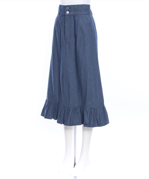 clear（クリア）の「裾フリルデニムロングスカート≪2024SS≫（デニムスカート・レディース・ブラック/インディゴブルー・S/M）」の9枚目の写真