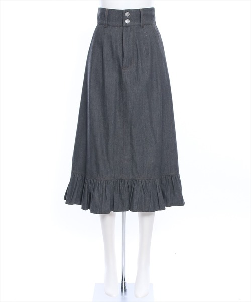 clear（クリア）の「裾フリルデニムロングスカート≪2024SS≫（デニムスカート・レディース・ブラック/インディゴブルー・S/M）」の12枚目の写真