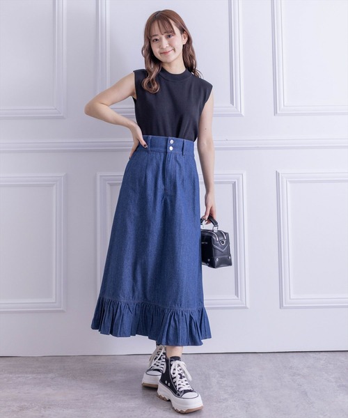 clear（クリア）の「裾フリルデニムロングスカート≪2024SS