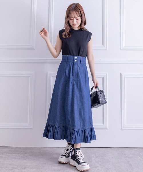 clear（クリア）の「裾フリルデニムロングスカート≪2024SS