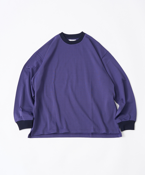 417 EDIFICE（フォーワンセブンエディフィス）の「マイクロボーダー カットソー /  ビッグシルエット / ロンT（Tシャツ/カットソー・メンズ・パープル/ベージュ/ブラウン/ブルー/チャコールグレー・MEDIUM/LARGE）」の5枚目の写真