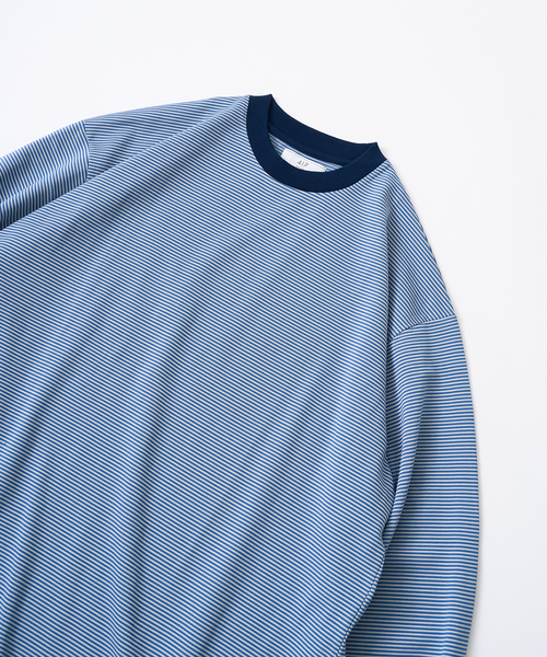 417 EDIFICE（フォーワンセブンエディフィス）の「マイクロボーダー カットソー /  ビッグシルエット / ロンT（Tシャツ/カットソー・メンズ・パープル/ベージュ/ブラウン/ブルー/チャコールグレー・MEDIUM/LARGE）」の7枚目の写真