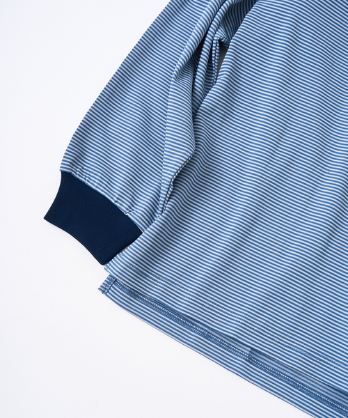 417 EDIFICE（フォーワンセブンエディフィス）の「マイクロボーダー カットソー /  ビッグシルエット / ロンT（Tシャツ/カットソー・メンズ・パープル/ベージュ/ブラウン/ブルー/チャコールグレー・MEDIUM/LARGE）」の8枚目の写真