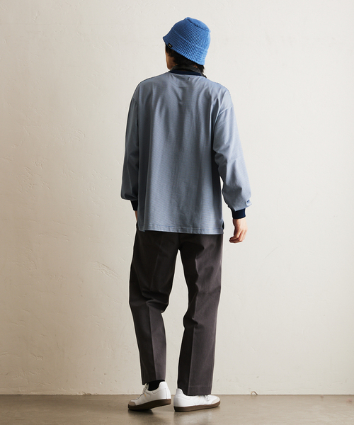 417 EDIFICE（フォーワンセブンエディフィス）の「マイクロボーダー カットソー /  ビッグシルエット / ロンT（Tシャツ/カットソー・メンズ・パープル/ベージュ/ブラウン/ブルー/チャコールグレー・MEDIUM/LARGE）」の11枚目の写真