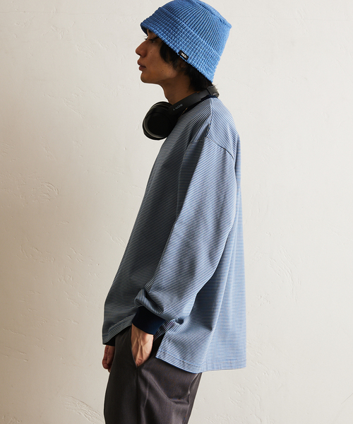 417 EDIFICE（フォーワンセブンエディフィス）の「マイクロボーダー カットソー /  ビッグシルエット / ロンT（Tシャツ/カットソー・メンズ・パープル/ベージュ/ブラウン/ブルー/チャコールグレー・MEDIUM/LARGE）」の14枚目の写真