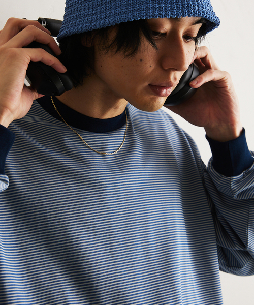 417 EDIFICE（フォーワンセブンエディフィス）の「マイクロボーダー カットソー /  ビッグシルエット / ロンT（Tシャツ/カットソー・メンズ・パープル/ベージュ/ブラウン/ブルー/チャコールグレー・MEDIUM/LARGE）」の19枚目の写真