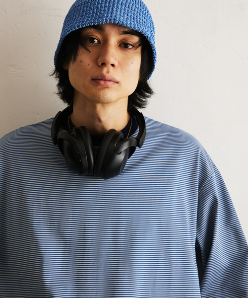 417 EDIFICE（フォーワンセブンエディフィス）の「マイクロボーダー カットソー /  ビッグシルエット / ロンT（Tシャツ/カットソー・メンズ・パープル/ベージュ/ブラウン/ブルー/チャコールグレー・MEDIUM/LARGE）」の20枚目の写真