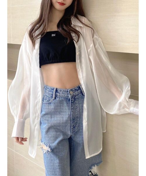 EATME（イートミー）の「カットアウトデニムワイドパンツ（デニムパンツ・レディース・ブラック/ブルー/アイボリー・SMALL/MEDIUM）」の4枚目の写真