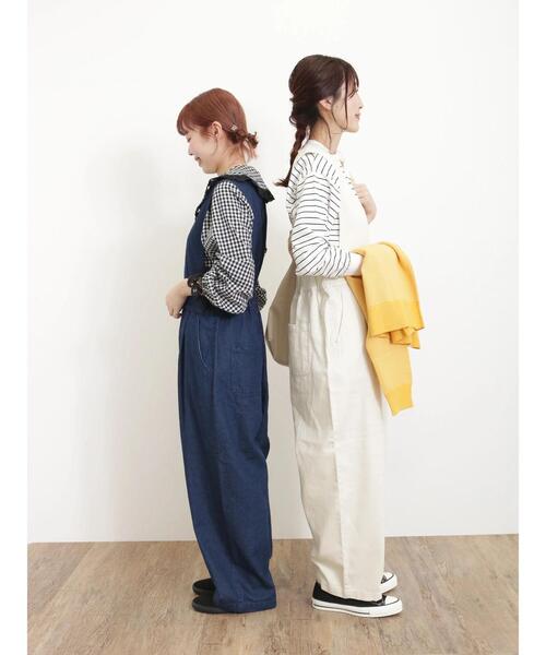 Samansa Mos2(サマンサ モスモス)の「【Sサイズ / WEB限定】デニム/ツイルタックサロペット(デニムパンツ・レディース・ネイビー/オフホワイト・M/S)」の5枚目の写真